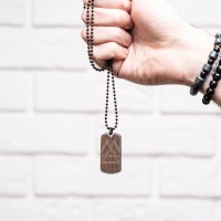 mini: Dog tag Bewood Triangles  American Walnut Black (4)