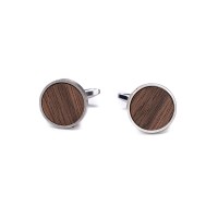mini: Cufflinks Bewood - American Walnut - Silver - 18mm (1)