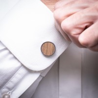 mini: Cufflinks Bewood - American Walnut - Silver - 18mm (2)