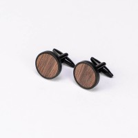 mini: Cufflinks Bewood  - American Walnut - Black - 18mm (3)