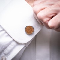 mini: Cufflinks Bewood - Imbuia - Silver - 18mm (2)
