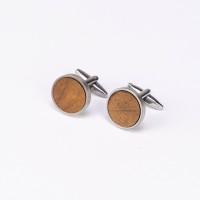 mini: Cufflinks Bewood - Imbuia - Silver - 18mm (3)