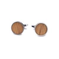 mini: Spinki do mankietów Bewood - Dąb - Silver - 18mm (1)