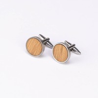 mini: Spinki do mankietów Bewood - Dąb - Silver - 18mm (3)