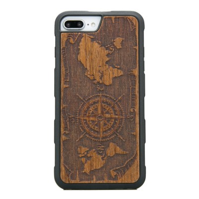 Drewniane Etui iPhone 6/6s/7/8 Plus RÓŻA WIATRÓW MERBAU HEAVY