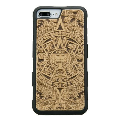 Apple iPhone 6/6s/7/8 Plus Aztec Calendar Anigre Wood Case HEAVY