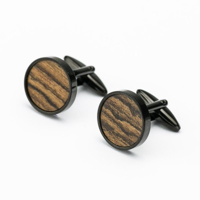 Wooden cufflinks 03 BLACK BOCOTE 18MM