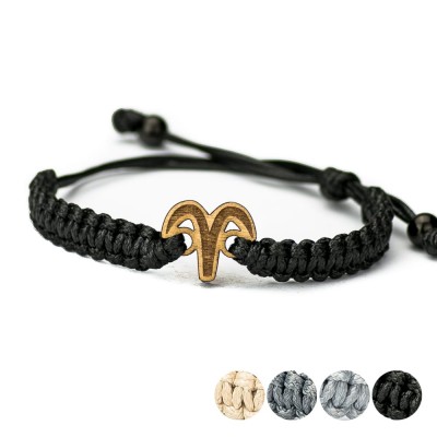 Wooden Bracelet Zodiac Sign  Aries  Anigre Cotton