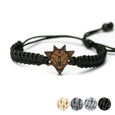 Wooden Bracelet Wolf Merbau Cotton