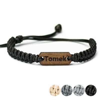 Wooden Bracelet Your Name Merbau Cotton (Custom)