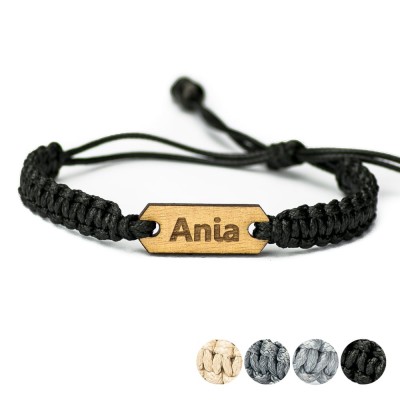 Wooden Bracelet Your Name Anigre Cotton (Custom)