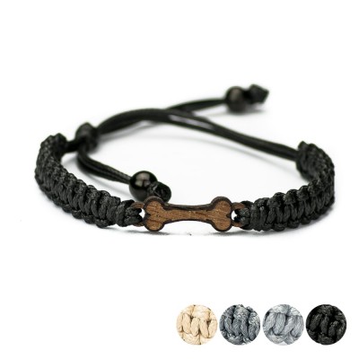 Wooden Bracelet Dog Bone Merbau Cotton