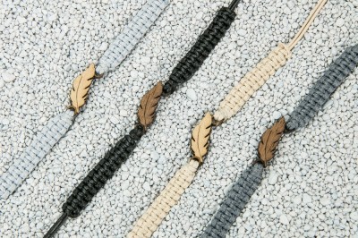 Wooden Bracelet Feather Anigre Cotton