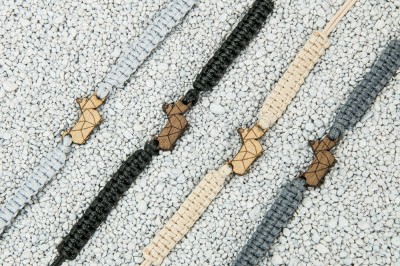 Wooden Bracelet Dog 02 Merbau Cotton