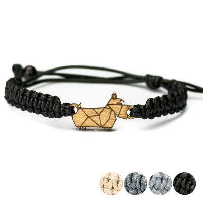 Wooden Bracelet Dog 02 Anigre Cotton