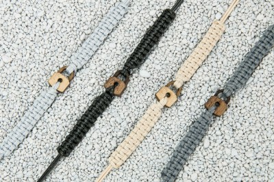 Wooden Bracelet Padlock Anigre Cotton