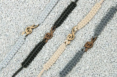 Wooden Bracelet Treble Clef Anigre Cotton