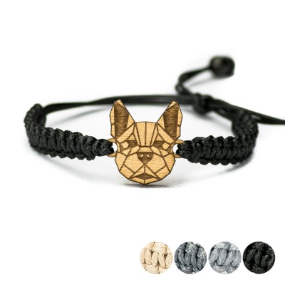 Wooden Bracelet Bulldog Anigre Cotton