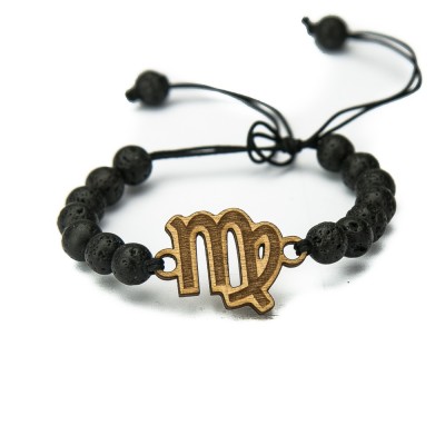 Wooden Bracelet Zodiac Sign  Virgo  Anigre Stone