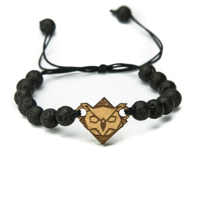 Wooden Bracelet Owl Anigre Stone