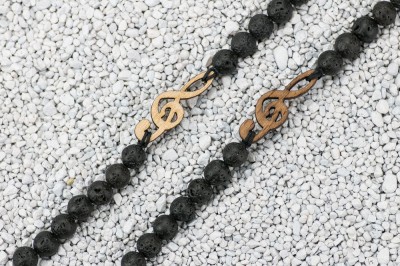 Wooden Bracelet Treble Clef Merbau Stone