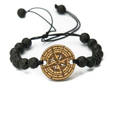 Wooden Bracelet Compass Anigre Stone