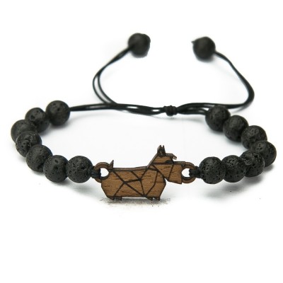 Wooden Bracelet Dog 02 Merbau Stone