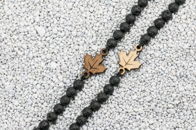 Wooden Bracelet Maple Leaf Merbau Stone