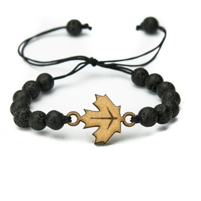Wooden Bracelet Maple Leaf Anigre Stone