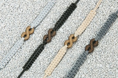 Wooden Bracelet Infinity Anigre Cotton