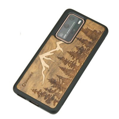 Huawei P40 Pro Mountains Imbuia Wood Case