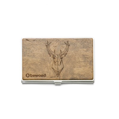 Business Card Holder Inox Deer Imbuia