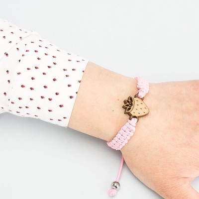 Wooden Bracelet Lady Strawberry Anigre Cotton