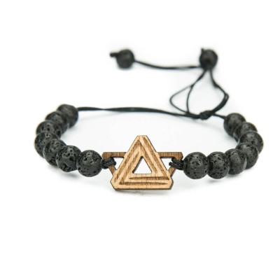 Wooden Bracelet Triangle Anigre Stone