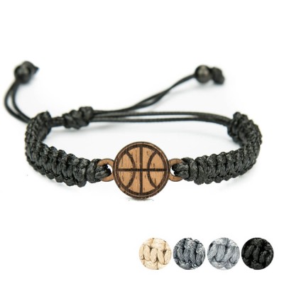 Wooden Bracelet Basketball Ball Merbau Cotton