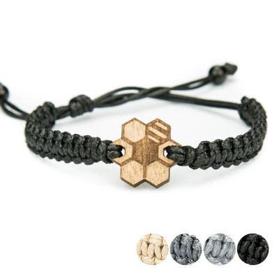 Wooden Bracelet Honeycomb Anigre Cotton