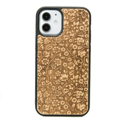 Apple iPhone 12 Mini Flowers Anigre Wood Case