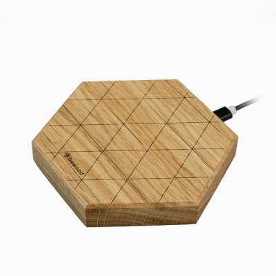 Wireless Charger Bewood Slim Hexagon QI 15W Oak