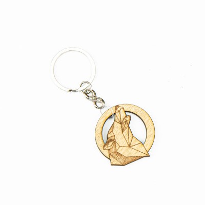 Wooden Keychain Basic Geometric Wolf Anigre