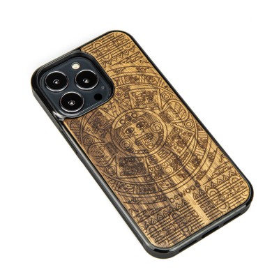 Drewniane Etui na iPhone 13 Pro KALENDARZ AZTECKI LIMBA
