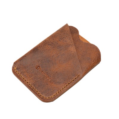 Leather card holder Bewood  Wrap  Cognac
