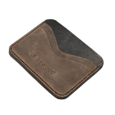 Leather card holder Bewood  Business  Grey