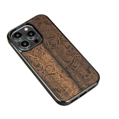 Drewniane Etui Bewood iPhone 15 Pro KALENDARZ AZTECKI ZIRICOTE