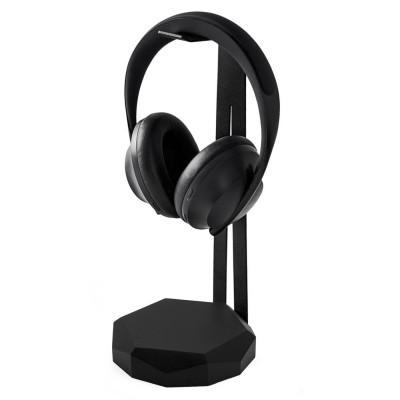 Wood Headphone Stand Geometric  Black  Black Oak