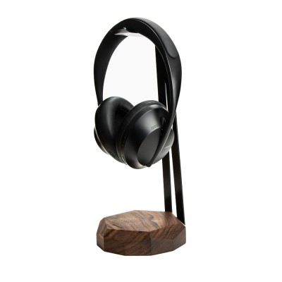 Wood Headphone Stand Geometric  Black  Walnut