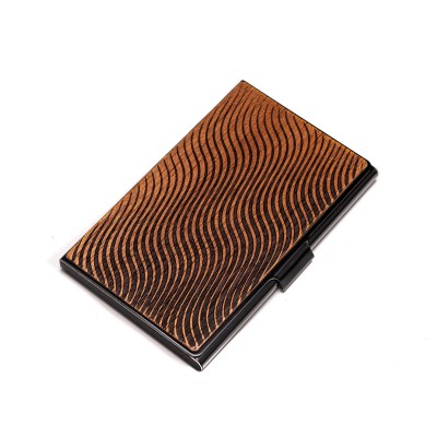 Business Card Holder Black Waves Merbau