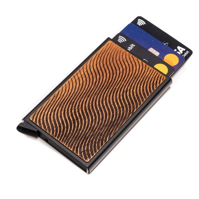 Bewood Unique Black card holder  Waves Merbau