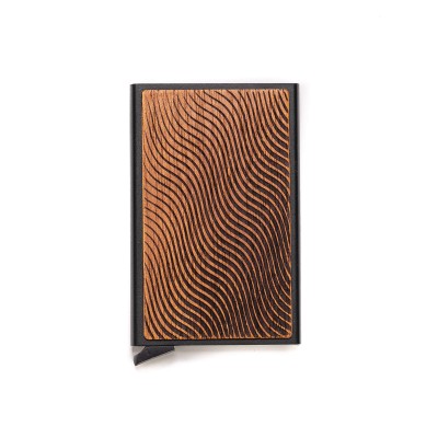 Bewood Unique Black card holder  Waves Merbau