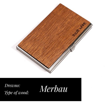 Personalized Wooden Business Card Holder Inox  Your Inscription  Design