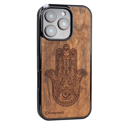 Drewniane Etui Bewood do iPhone 16 Pro HAMSA IMBUIA